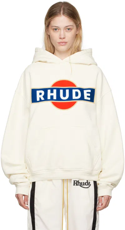 Rhude Off-white Vintage Racer Hoodie In 0241 Vtgwhite