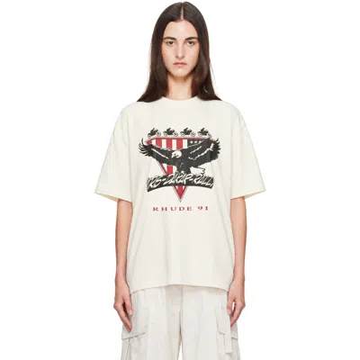 Rhude Off-white ' Stage Racing' T-shirt In 3160vintage White /