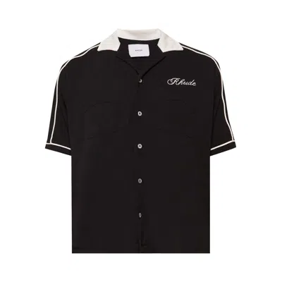 Pre-owned Rhude Oxford Cocktail Club Bowling Shirt 'black/white' | Men's Size L