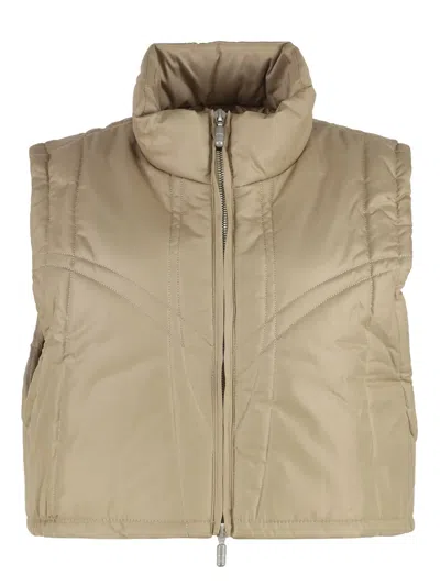 Rhude Full Zip Down Vest In Beige