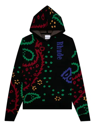 Rhude Paisley-pattern Knitted Hoodie In Multi