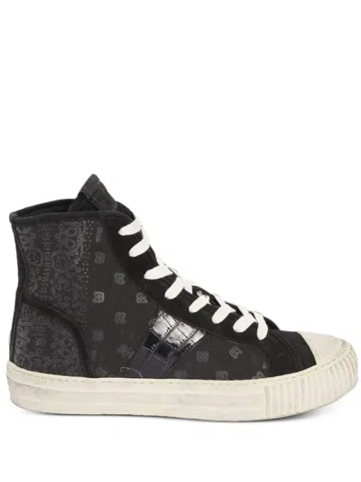 Rhude Paisley-print Crocodile-trimmed Sneakers In Black
