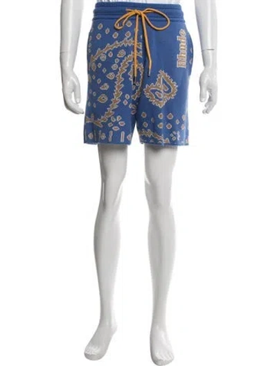 Pre-owned Rhude Paisley Print Jogger Shorts In Blue