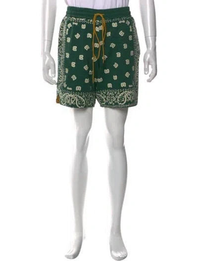 Pre-owned Rhude Paisley Print Jogger Shorts In Green