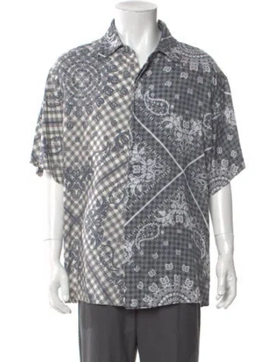 Pre-owned Rhude Paisley Print Short Sleeve Shirt In Gray