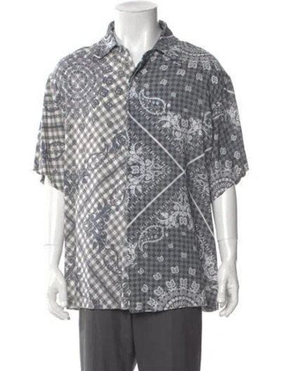 Pre-owned Rhude Paisley Print Short Sleeve Shirt In Gray