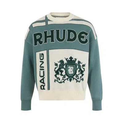 Pre-owned Rhude Palm Knit Crewneck 'ivory/sage' | White | Men's Size Xs