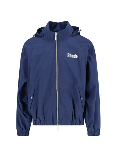 Rhude 'palm Logo Windbreaker' Jacket In Blue