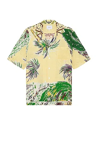 Rhude Palmina Silk Shirt In Yellow Multi