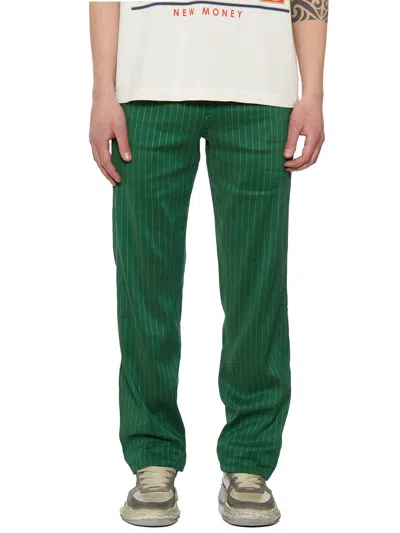 Rhude Pantalone In Misto Lino In Green