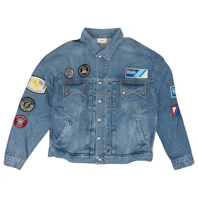 Pre-owned Rhude Patch Denim Jacket 'blue' | Men's Size M