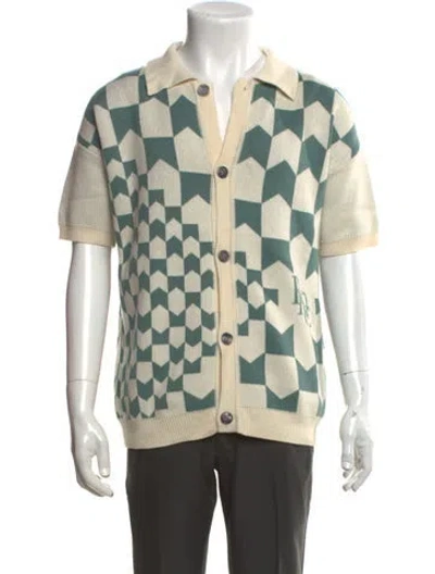 Pre-owned Rhude Patterned Collar Cardigan In Neutrals