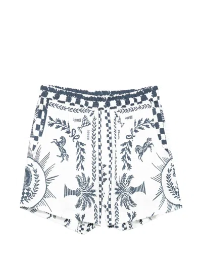 Rhude Patterned Elasticated Shorts In White