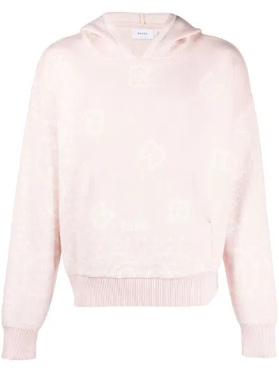 Rhude Patterned-intarsia Knitted Hoodie In Rosa
