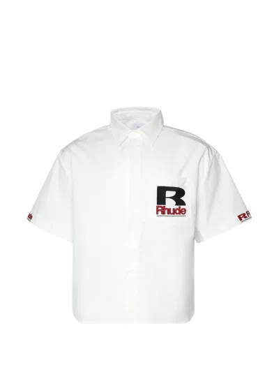 Rhude Petrol Oversized Mechanic Shirt In White