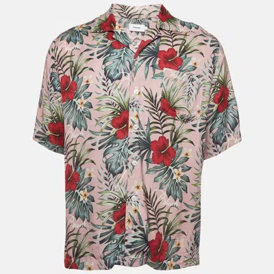 Pre-owned Rhude Pink Tropical Print Twill Hawaiian Shirt L