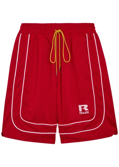 Rhude Pipe-trimmed Mesh Shorts In Red
