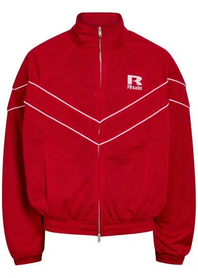 Rhude Pipe-trimmed Mesh Track Jacket In Red