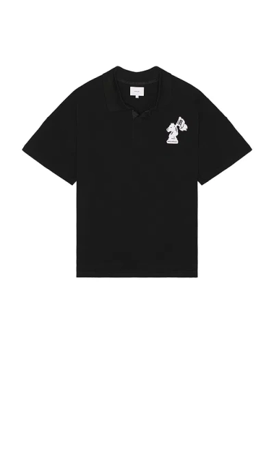 Rhude Pique Boxy Polo Shirt In Black