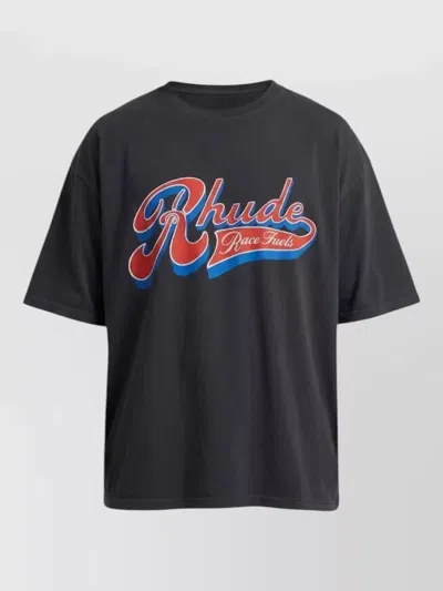 Rhude Pit Stop Crew Neck Graphic T-shirt In Black