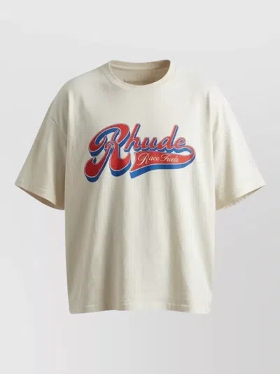 Rhude Pit Stop Crew Neck Graphic T-shirt In Gold