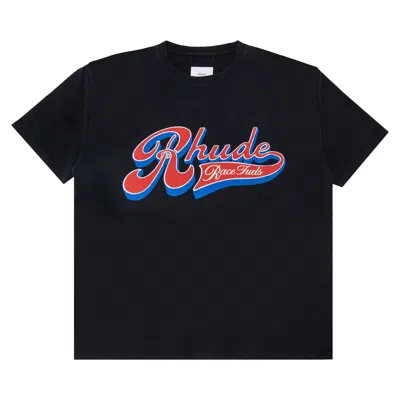 Pre-owned Rhude Pit Stop Tee 'vintage Black/red/blue' | Men's Size M