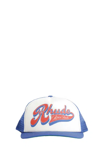 Rhude Pit Stop Trucker Cap In White