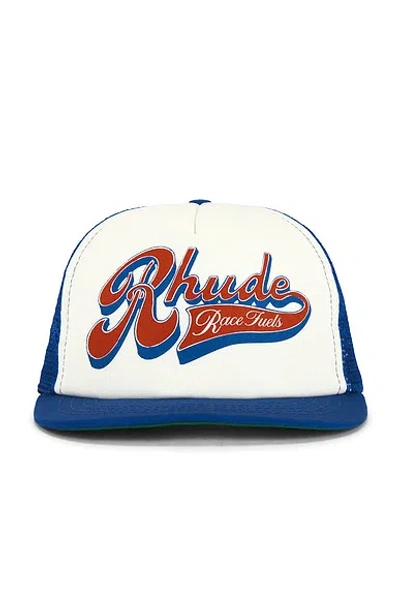 Rhude Pit Stop Trucker Hat In Blue