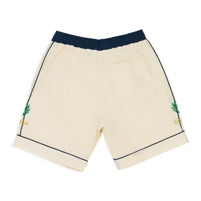 Rhude Pj Cream/navy Shorts In Beige