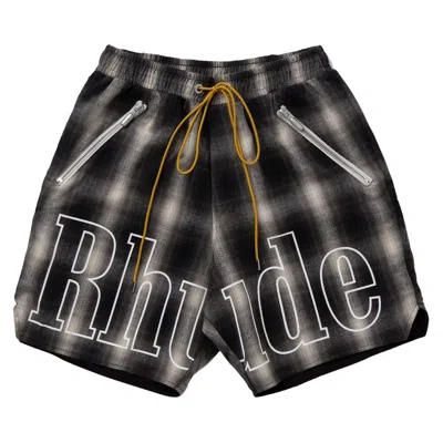 Pre-owned Rhude Plaid Logo Shorts 'black/grey'