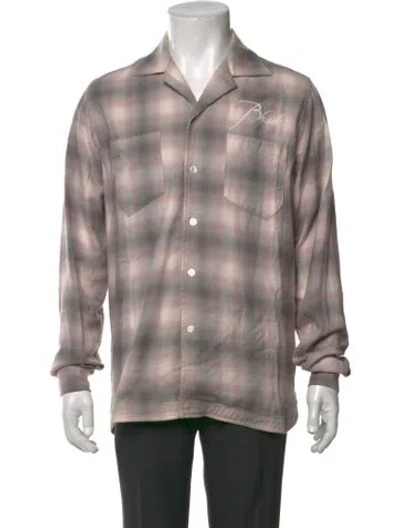 Pre-owned Rhude Plaid Print Long Sleeve Shirt In Grey