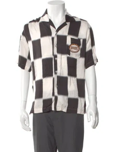 Pre-owned Rhude Plaid Print Short Sleeve Shirt In Black