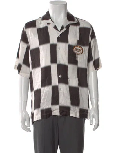 Pre-owned Rhude Plaid Print Short Sleeve Shirt In Brown