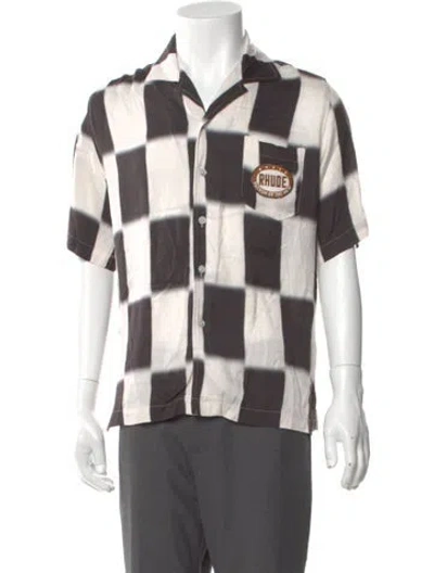 Pre-owned Rhude Plaid Print Short Sleeve Shirt W/ Tags In Black