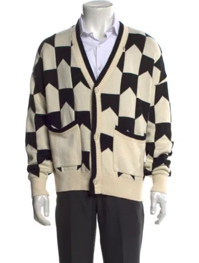 Pre-owned Rhude Plaid Print V-neck Cardigan In Neutrals