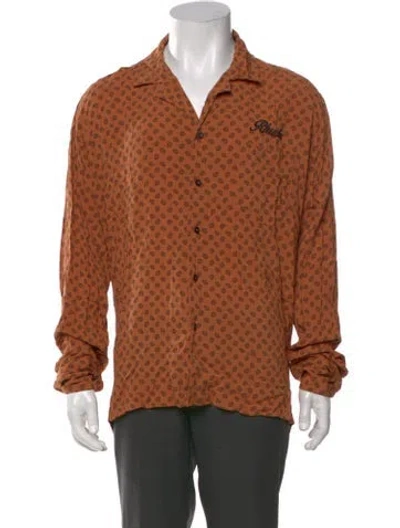 Pre-owned Rhude Polka Dot Print Long Sleeve Shirt In Orange