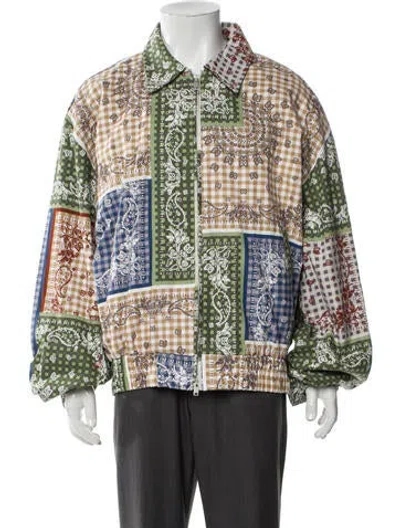 Pre-owned Rhude Printed Moto Jacket In Green