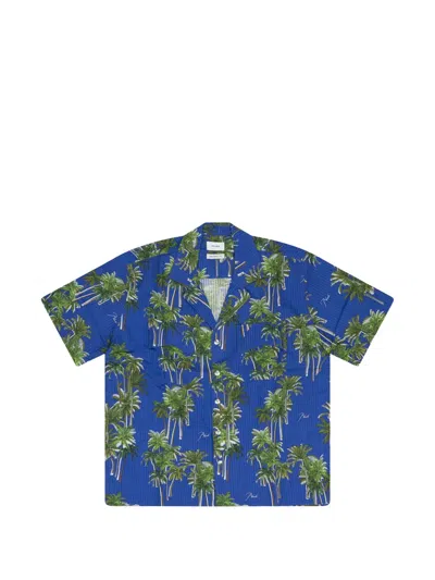Rhude Multicolor Searsucker Hawaiian Button-down Shirt In Blue