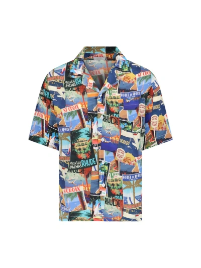 Rhude Printed Shirt In Blue