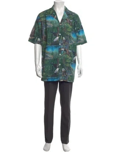 Pre-owned Rhude Printed Short Sleeve Shirt In Green