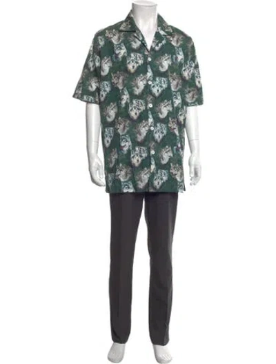 Pre-owned Rhude Printed Short Sleeve Shirt In Green