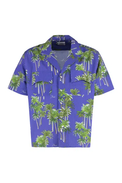 Rhude Printed Short Sleeved Shirt In Blue