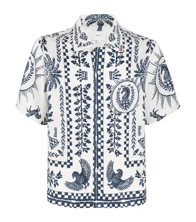 Rhude Printed Short-sleeve Regista Shirt In White