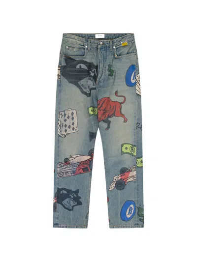 Rhude Printed Straight-leg Trousers In Multi