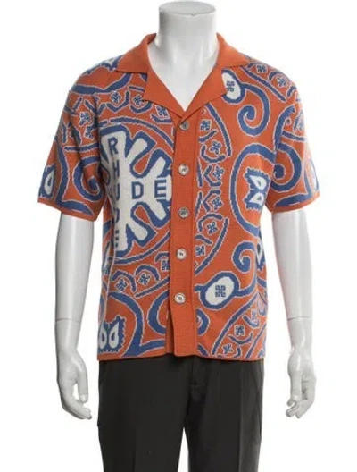 Pre-owned Rhude Printed V-neck Cardigan In Orange