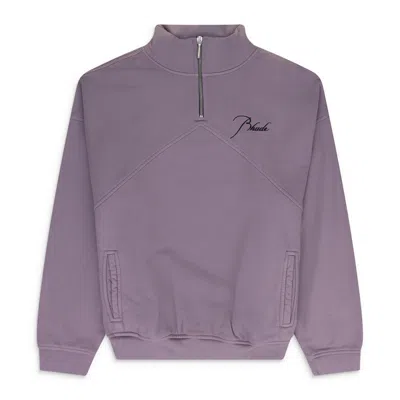 Rhude Logo-embroidered Quarter-zip Sweatshirt In Purple