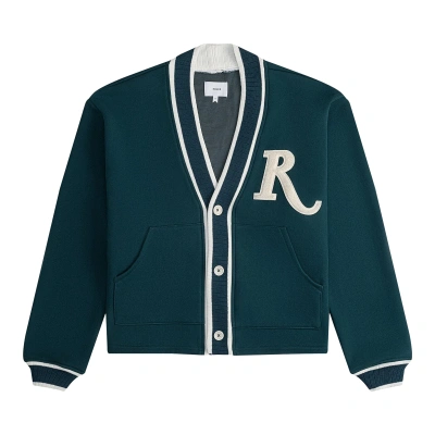 Pre-owned Rhude R Patch Terry Cardigan 'teal/cream' In Blue