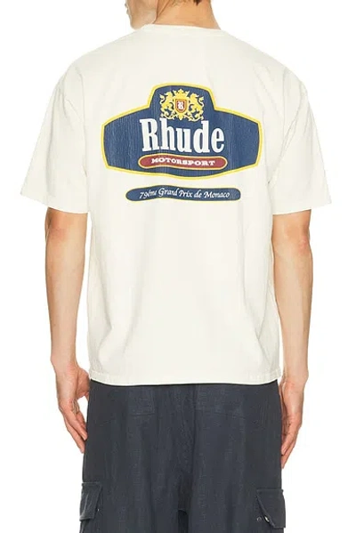 Rhude Racing Crest Short-sleeve Tee With Logo Accents In White