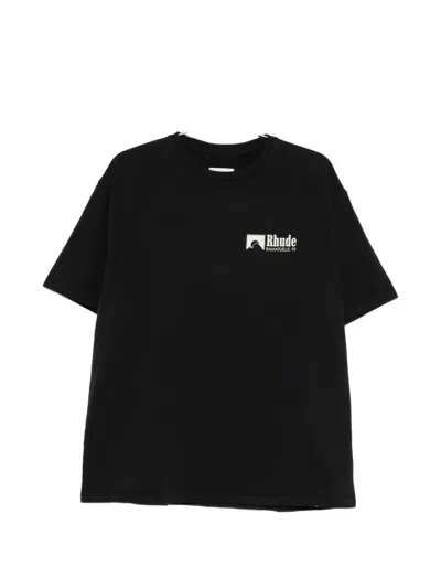 Rhude Racing Logo Crew Neck Short Sleeve T-shirt In Black