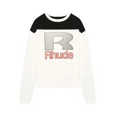 Pre-owned Rhude Racing Panel Long-sleeve Shirt 'white/black/red' | Men's Size S